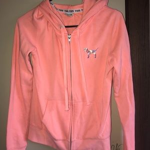 vs pink zip up sweatshirt